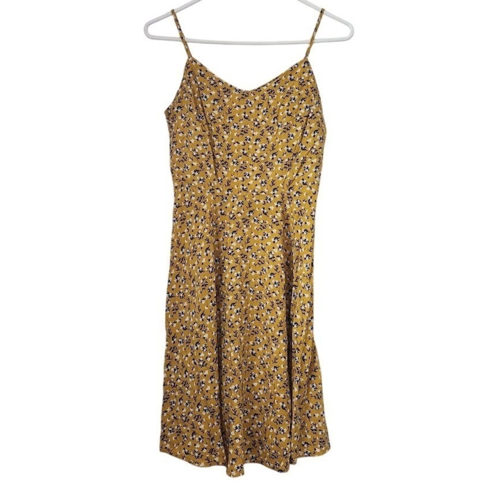Old Navy Mustard Yellow Floral Mini Slip Dress